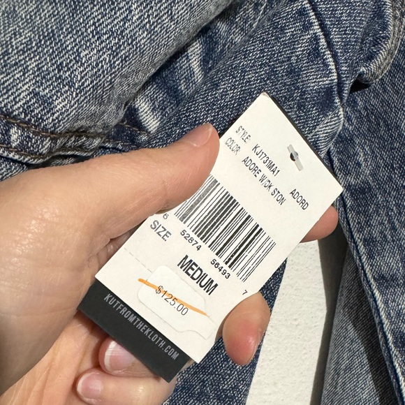 Kut From The Kloth NWT Denim Jean Joni Shirt Jacket Coat Medium Distressed Worn‎ - Picture 4 of 6